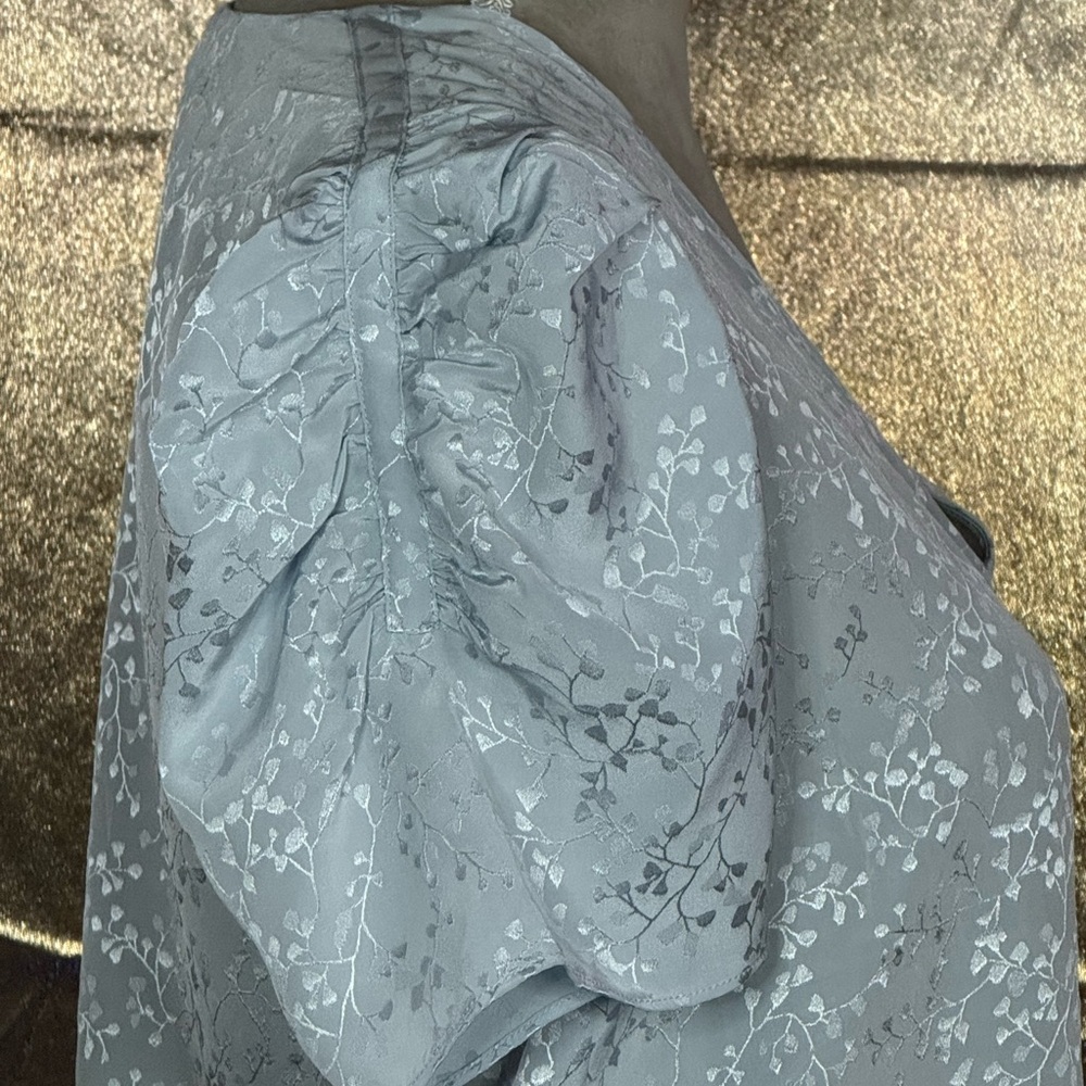 Frame Ruched silk-jacquard top in Light Blue - Picture 3 of 8